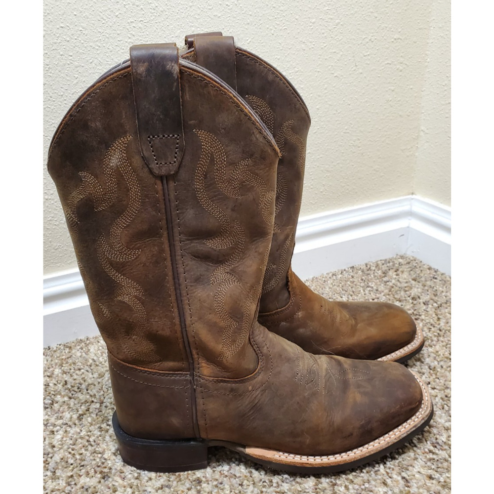 Cody James Boys Size 2D Brown Leather Western Cowboy Boots Square Toe Youth - Picture 2 of 9